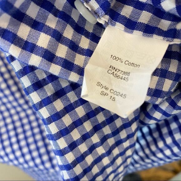J. Crew men’s size small blue/white checkered cotton button down shirt - Picture 7 of 8